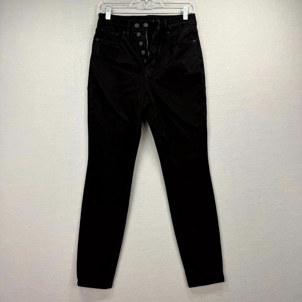 Good American Skinny Jeans Womens 6/28‎ Black Denim 5-Pockets Comfort Button Fly